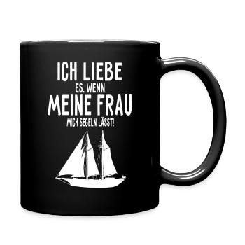 Ich liebe meine frau segeln Geschenk Boot Segler - Tasse einfarbig - Schwarz - Rechts