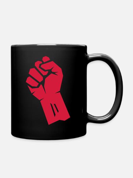 Rote Faust - Geschneit und erhobene Hand - Tasse einfarbig - Schwarz