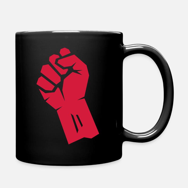 Rote Faust - Geschneit und erhobene Hand - Tasse einfarbig - Schwarz