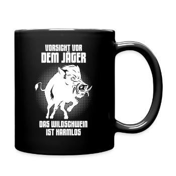Jäger Geschenk Jagd Wildschwein Jägersmann - Tasse einfarbig - Schwarz - Rechts