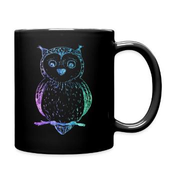 Eule - Tasse einfarbig - Schwarz - Rechts