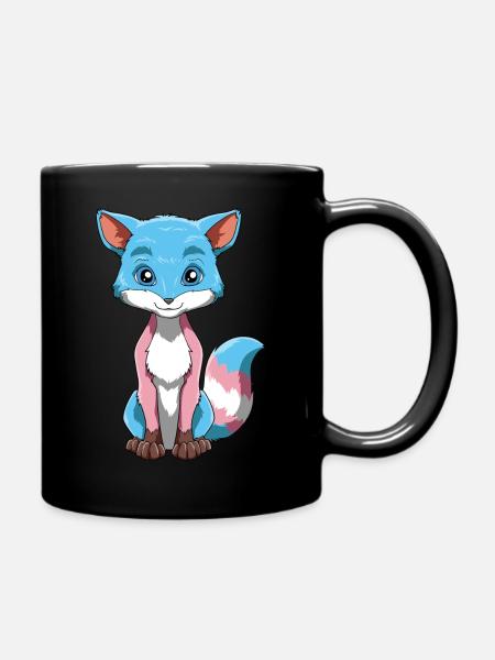 Cute Transgender Fox - Full Colour Mug - black