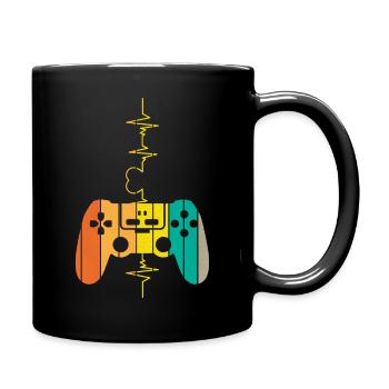Gaming - Gamer Herz - Gamer Heart - Tasse einfarbig - Schwarz - Rechts