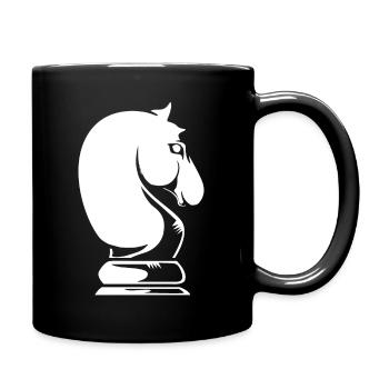 Schach Springer Pferd Schachbrett - Tasse einfarbig - Schwarz - Rechts