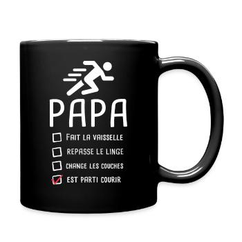 Papa est parti courir fête des pères footing - Mug uni - noir - Droite