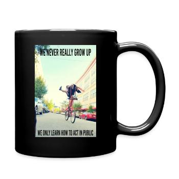 we never really grow up - Full Colour Mug - black - Right