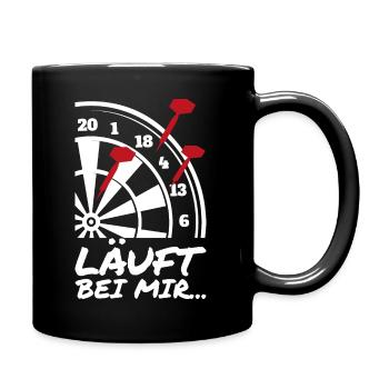 Runs with me gift saying darts throwing skewer - Full Colour Mug - black - Right