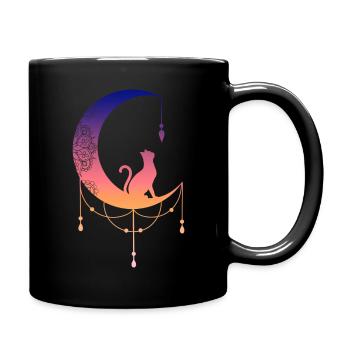 Le chat dans la lune - Mug uni - noir - Droite