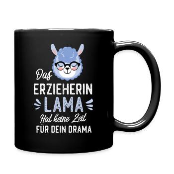 Erzieherin Lama Spruch Lustige Geschenkidee - Tasse einfarbig - Schwarz - Rechts