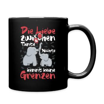 Lustiges Tante Nichte Geschenk mit Elefanten - Tasse einfarbig - Schwarz - Rechts