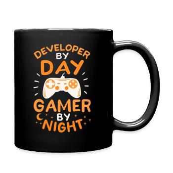 Developer By Day Gamer By Night Developer Gambler - Full Colour Mug - black - Right