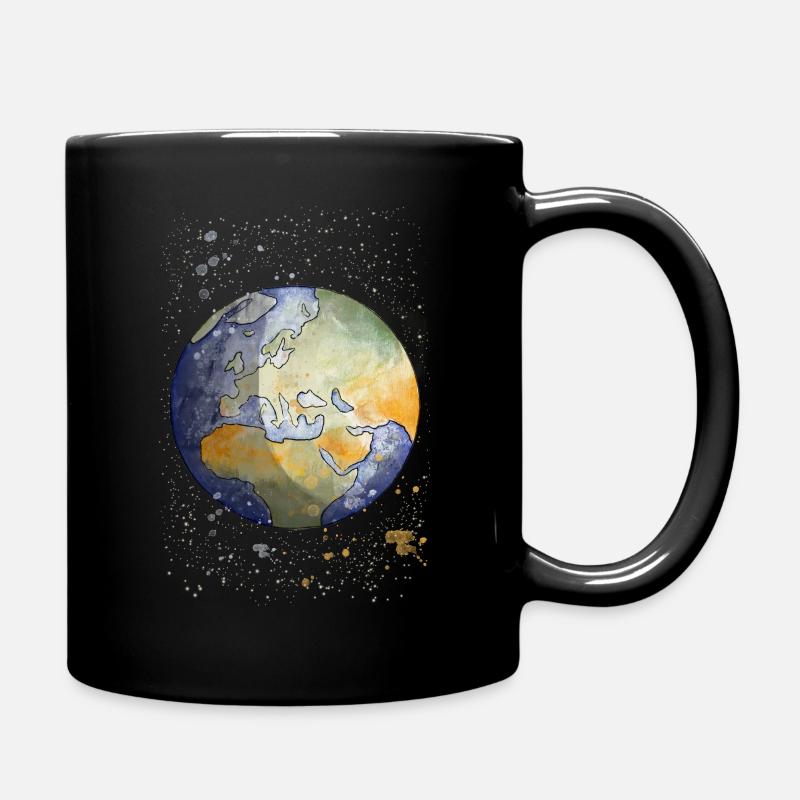 Watercolor illustration globe - Full Colour Mug - black