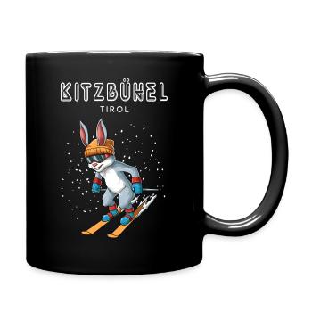Kitzbühel Tirol Österreich Retro Ski Hase - Tasse einfarbig - Schwarz - Rechts
