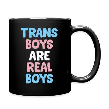 Trans-Jungs sind echte Jungs - Tasse einfarbig - Schwarz - Rechts