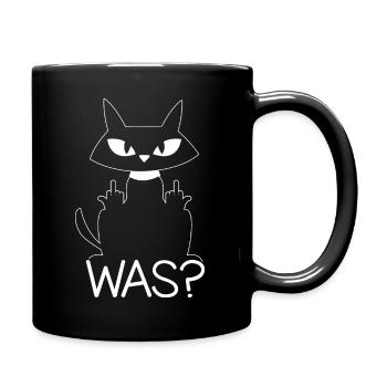 Katze Mittelfinger Katzenliebhaber Geschenk Katzen - Tasse einfarbig - Schwarz - Rechts