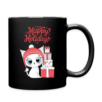 cat christmas - Merry Christmas cats tshirt - Full Colour Mug - black - Right