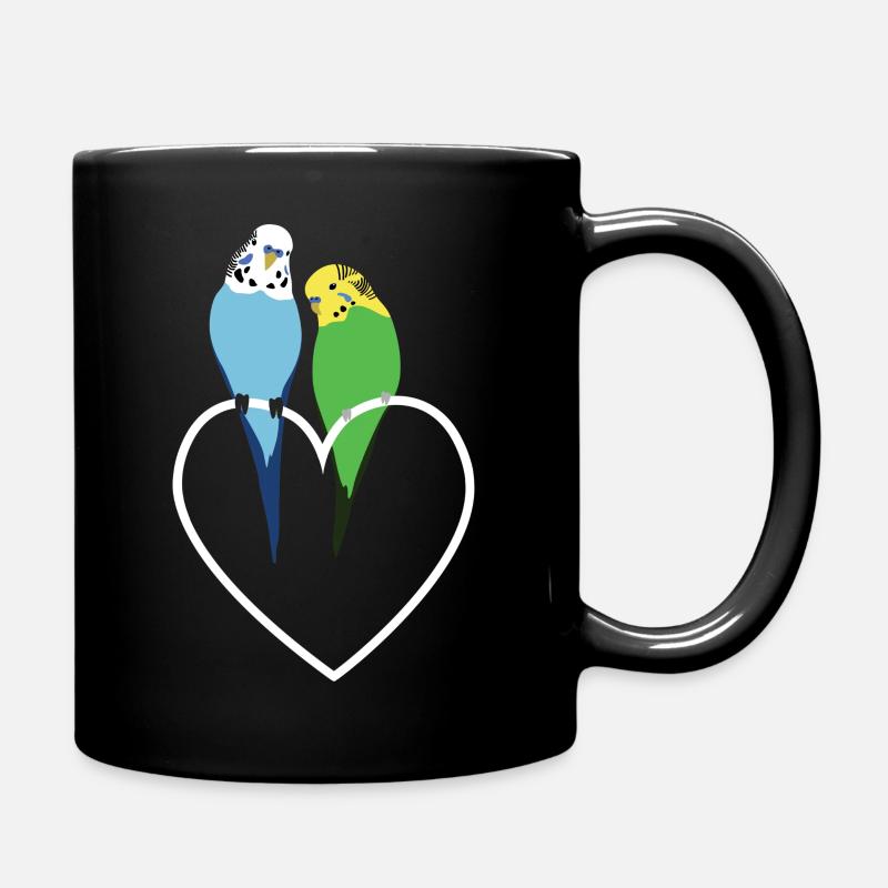 Budgerigar Heart - Full Colour Mug - black