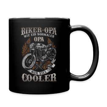 Biker Opa Motorrad Youngtimer Hobby Geschenk - Tasse einfarbig - Schwarz - Rechts