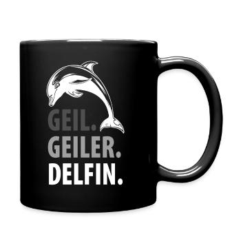 Delfin Delfine Meeressäuger - Tasse einfarbig - Schwarz - Rechts