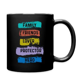 Family Friends Lover Protector Hero - Full Colour Mug - black - Right