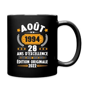 Cadeau D'anniversaire Rétro 28 Ans Août 1994 - Mug uni - noir - Droite