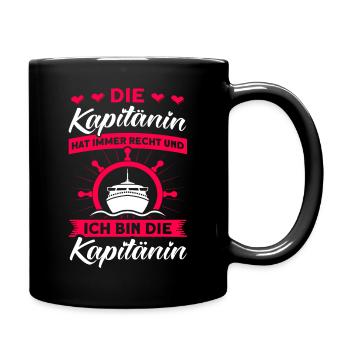 Die Kapitänin Hat Immer Recht Bootsbesitzer - Tasse einfarbig - Schwarz - Rechts