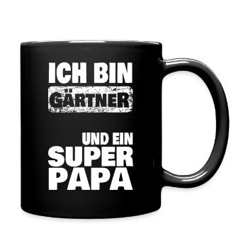 Ich bin super Papa Gärtner - Tasse einfarbig - Schwarz - Rechts