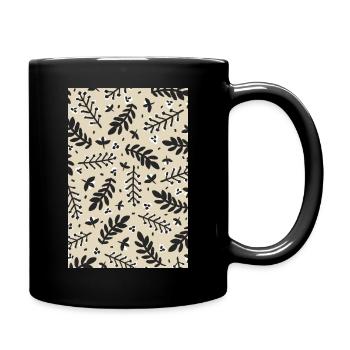 Floral Beige Pattern - Full Colour Mug - black - Right