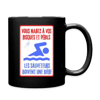 les sauveteurs boivent une bière - Mug uni - noir - Droite