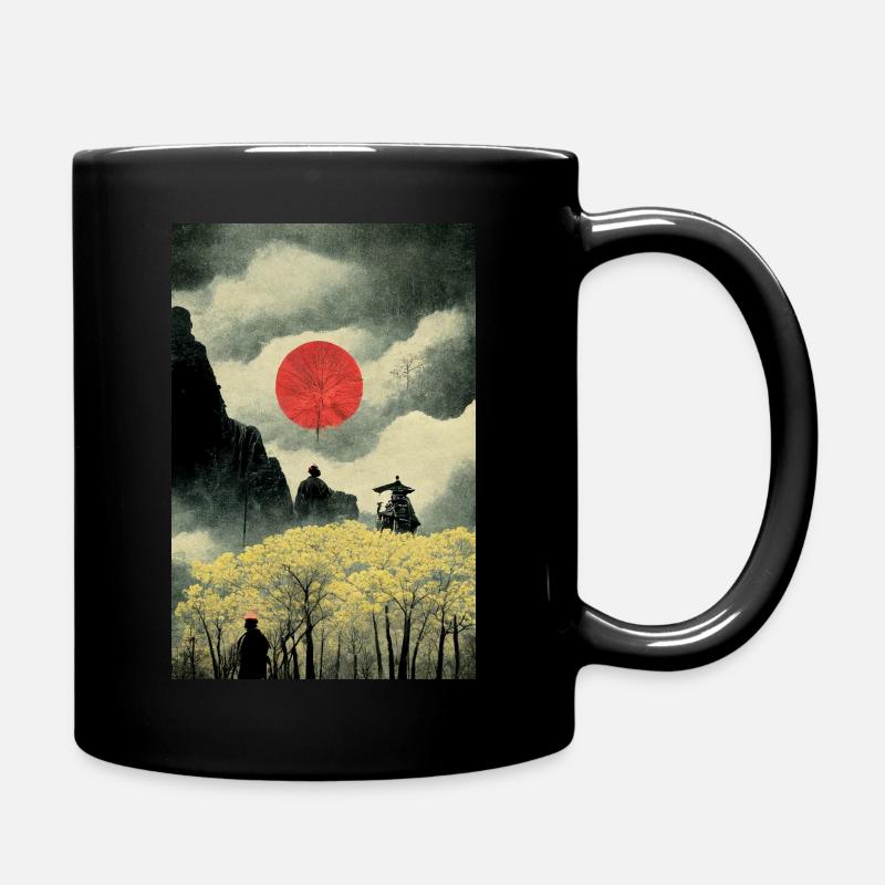 Japanese Samurai Landscape - Full Colour Mug - black
