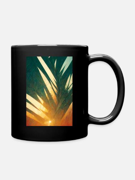 Palmen vor Sonnenuntergang - Tasse einfarbig - Schwarz
