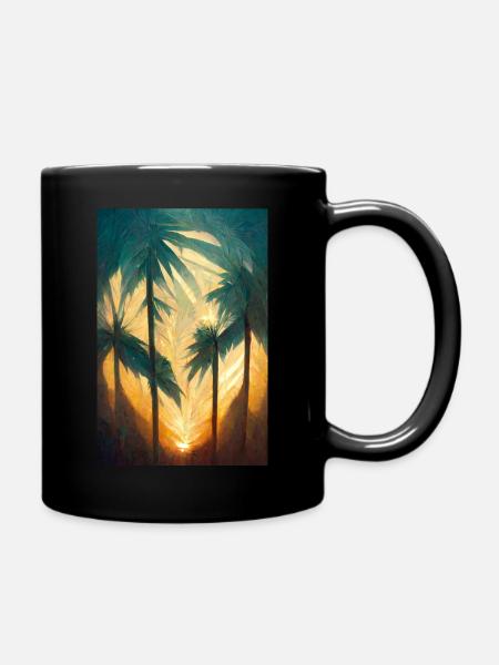 Palmiers avant le coucher du soleil - Mug uni - noir