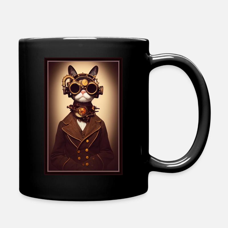 Victorian cat - Full Colour Mug - black