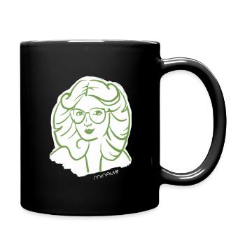 70er Jahre / Frau Porträt / Frauenpower / minavi - Tasse einfarbig - Schwarz - Rechts