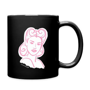 50er Jahre / Frau Porträt / Frauenpower / minavi - Tasse einfarbig - Schwarz - Rechts