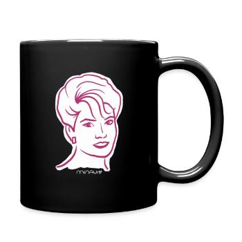 80s / Woman Portrait / Girl Power / minavi - Full Colour Mug - black - Right