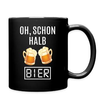 Bier Uhr Bierkrug lustige Sprüche Spruch witzig - Tasse einfarbig - Schwarz - Rechts