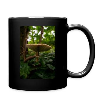 Umbrella mushroom in ivy - Full Colour Mug - black - Right