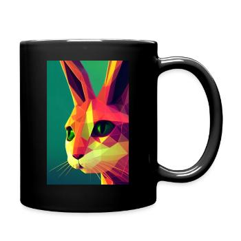 Polygonales Kaninchen - Halbprofil - Tasse einfarbig - Schwarz - Rechts
