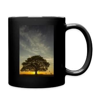 Sonnenuntergang Kinder lassen Drachen fliegen - Tasse einfarbig - Schwarz - Rechts