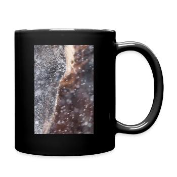 Das Auge des Hengstes im Schneetreiben - Tasse einfarbig - Schwarz - Rechts