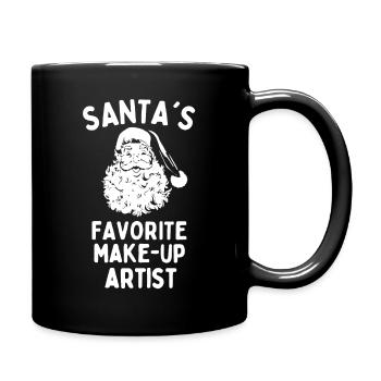 Santas Lieblings-Visagist lustige Weihnachten - Tasse einfarbig - Schwarz - Rechts