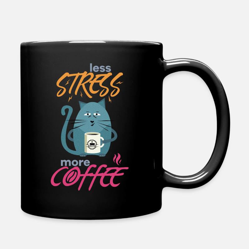 Less Stress More Coffee - Chats Drôles et Café - Mug uni - noir