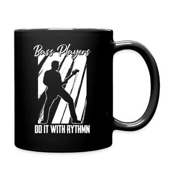 Lustiges Bass Gitarren Motiv und Gitarrist Rock - Tasse einfarbig - Schwarz - Rechts