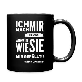 Ich mach mir die Welt widewide wie sie mir gefällt - Tasse einfarbig - Schwarz - Rechts