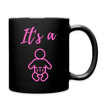 Baby Announcement Pregnancy - Girl - Surprise - Full Colour Mug - black - Right