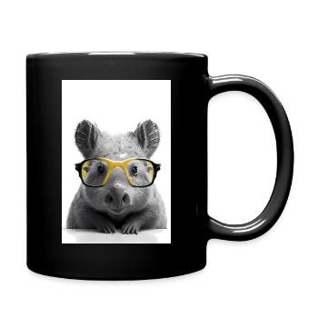 Wombat mit Brille Portrait - Tasse einfarbig - Schwarz - Rechts