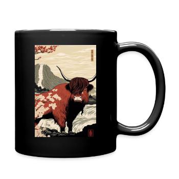 Highland Cattle Ukiyo - Full Colour Mug - black - Right