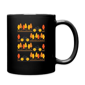 Cycling through autumn (grey lines) - Full Colour Mug - black - Right