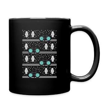 Cycling through winter (grey lines) - Full Colour Mug - black - Right